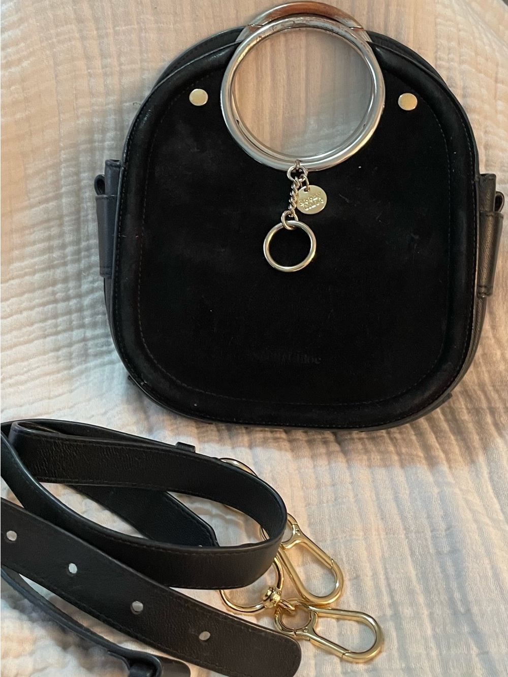 See by Chloé Mara Suede and Leather Mini Bag in Black